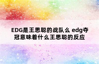 EDG是王思聪的战队么 edg夺冠意味着什么王思聪的反应